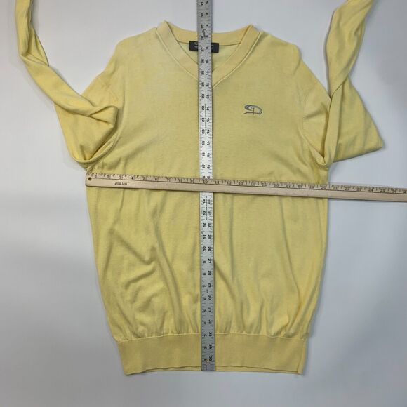 Straight Down Sweater Mens L Yellow Pima Cotton V Neck Long Sleeve Pullover - Picture 8 of 16